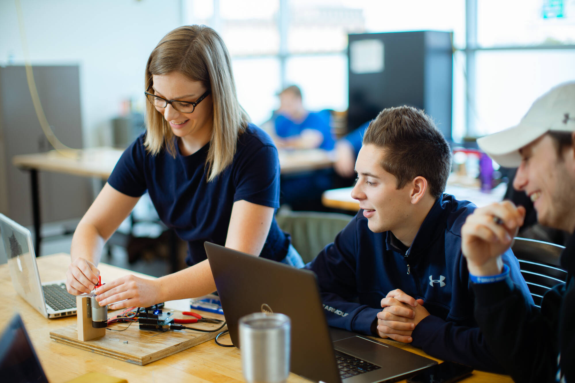 Students studying and working on a project